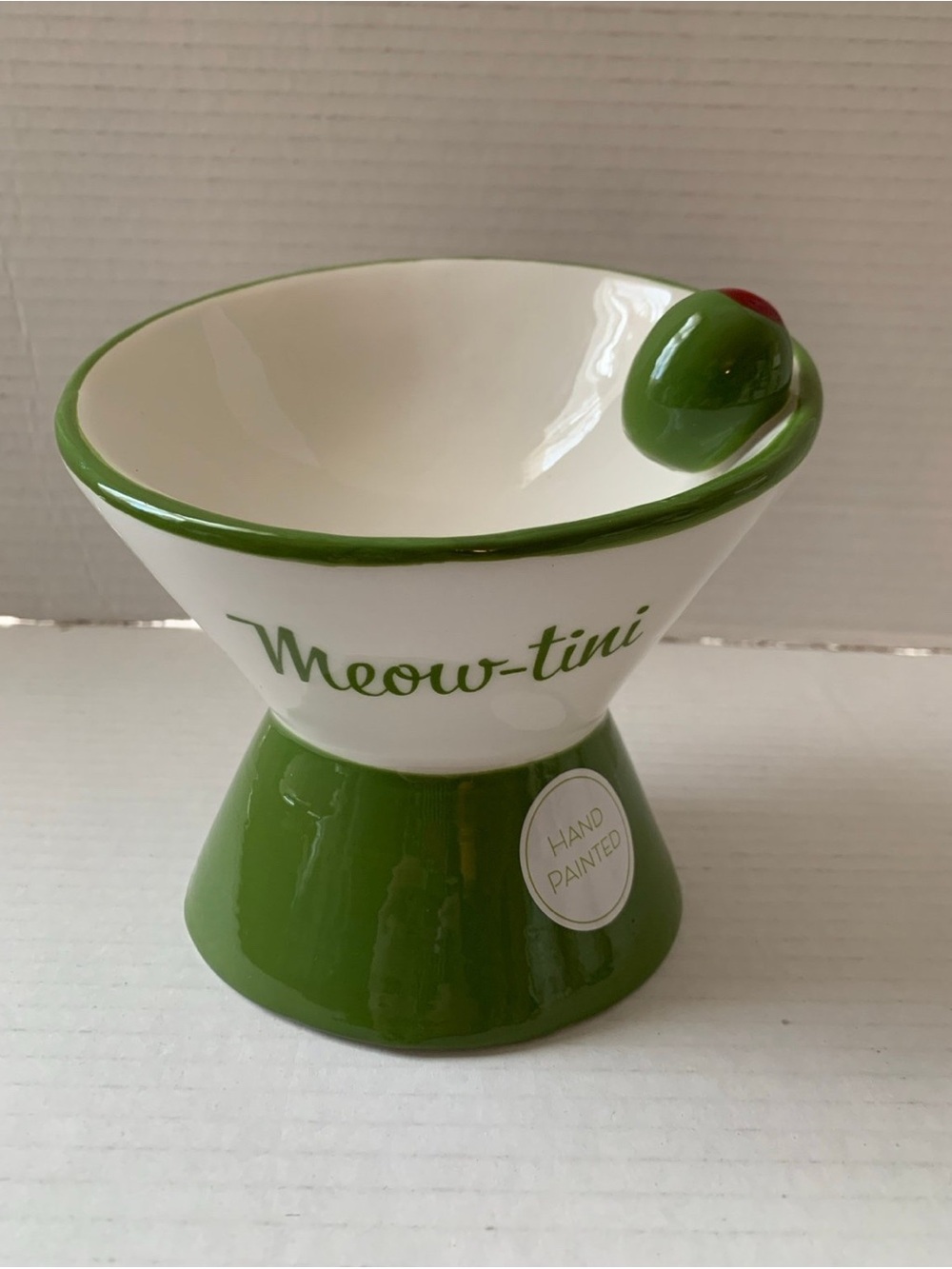 Luna & Sage Elevated Tall Moew Tini Cat Bowl Hand-Painted